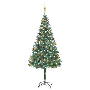 vidaXL Arbre de Noël artificiel pré-éclairé/boules pommes de pin 180cm