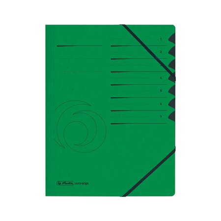 Trieur easyorga A4 en carton 7 compartiments + élastiques Vert HERLITZ