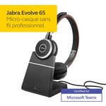 Jabra evolve 65 mono - casque supra-auriculaire sans fil - casque optimisé unified communications avec batterie longue durée - a