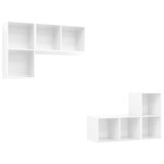 vidaXL Meubles TV muraux 4 Pièces Blanc brillant Aggloméré