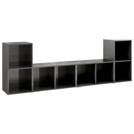 vidaXL Meubles TV 4 Pièces Gris brillant 72x35x36 5 cm Aggloméré