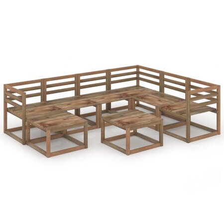 vidaXL Salon de jardin 8 Pièces Marron Bois de pin imprégné