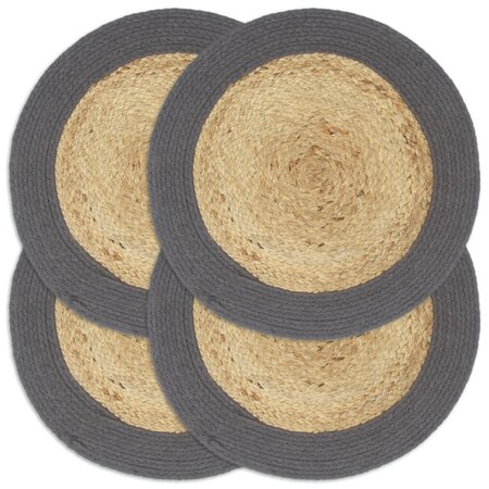vidaXL Napperons 4 Pièces Naturel et anthracite 38 cm Jute et coton