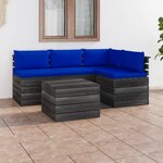 vidaXL Salon palette de jardin 5 Pièces avec coussins Bois de pin massif