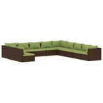 vidaXL Salon de jardin 11 Pièces avec coussins Marron Résine tressée