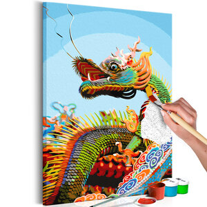 Tableau à peindre par soi-même - colourful dragon l x h en cm 40x60