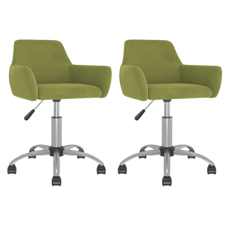 vidaXL Chaises pivotantes à manger lot de 2 vert clair velours