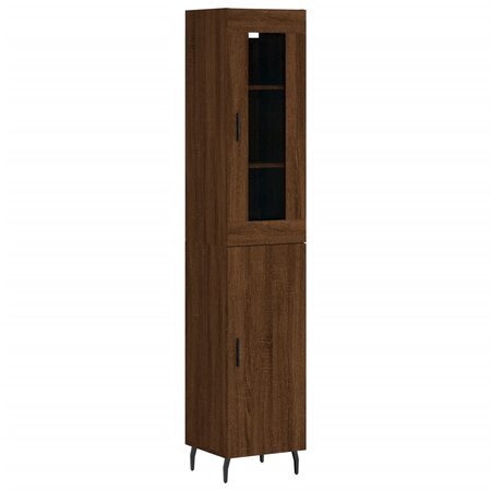 vidaXL Buffet haut Chêne marron 34 5x34x180 cm Bois d'ingénierie