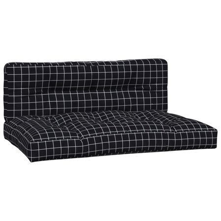 vidaXL Coussins de palette 2 Pièces motif à carreaux noir tissu