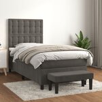 vidaXL Lit à sommier tapissier avec matelas Gris foncé 100x200 cm