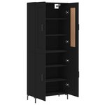 vidaXL Buffet haut Noir 69 5x34x180 cm Bois d'ingénierie