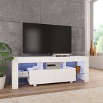 vidaXL Meuble TV avec lumière LED Blanc brillant 130 x 35 x 45 cm