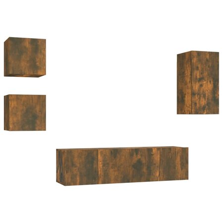 vidaXL Ensemble de meubles TV 5 Pièces Chêne fumé Bois d'ingénierie
