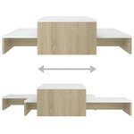 vidaXL Ensemble tables basses gigognes Blanc et chêne 100x100x26 5 cm