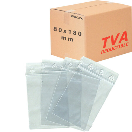 Lot de 2000 sachets zip transparent 50µ 80×180