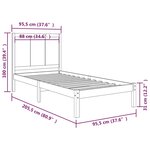 vidaXL Cadre de lit Gris Bois de pin massif 90x200 cm