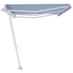 vidaXL Auvent manuel rétractable sur pied 600x300 cm Bleu/Blanc