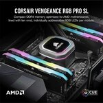 CORSAIR Mémoire PC DDR4 - VENGEANCE RGB PRO SL 32Go (2x16Go) - 3600Mhz - CAS 18 Optimized for AMD Ryzen - Black (CMH32GX4M2Z3600C18)