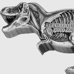 TYRANNOSAURUS DISSECTED T REX Jurassic 3 onces argent monnaie 15000 Francs Chad 2022