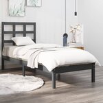 vidaXL Cadre de lit Gris Bois massif 90x200 cm