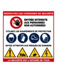 (PANNEAU CONSIGNES SECURITE) Panneau de consignes de sécurité - "Respectez les consignes de séc" - forme CARRÉE