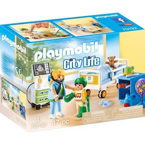 Playmobil 70192 - city life l'hôpital - chambre d'hôpital pour enfant