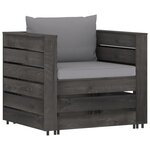 vidaXL Salon de jardin 6 Pièces avec coussins Bois imprégné de gris