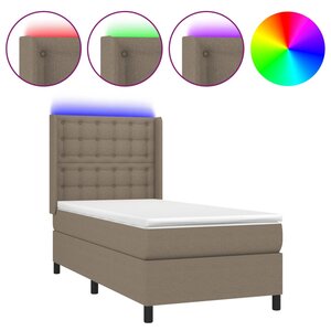 vidaXL Sommier tapissier avec matelas et LED Taupe 80x200cm Tissu