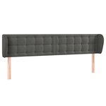 vidaXL Tête de lit avec oreilles Gris foncé 163x23x78/88 cm Velours