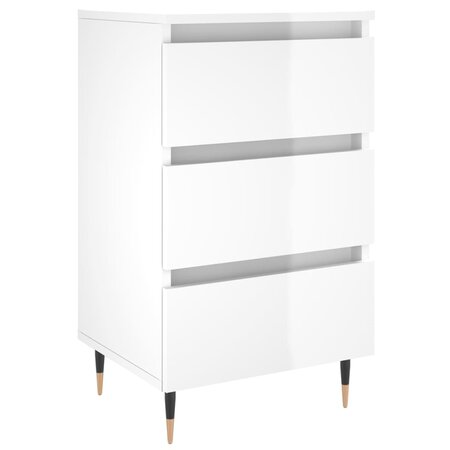 vidaXL Table de chevet blanc brillant 40x35x69 cm bois d’ingénierie