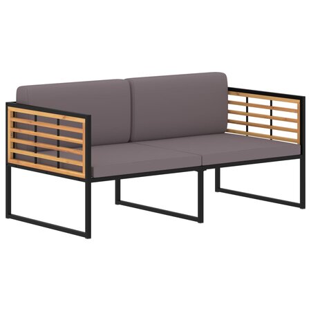 vidaXL Banc de jardin avec coussins 136 cm Bois d'acacia Gris foncé