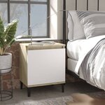 vidaXL Table de chevet et pieds en métal Chêne sonoma/blanc 40x30x50cm