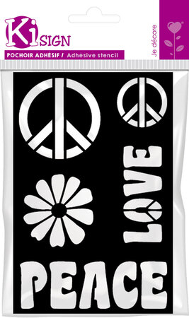 Pochoir adhésif Peace'n love 12x18 cm
