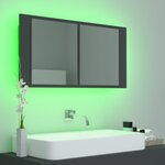 vidaXL Armoire de salle de bain à miroir LED Gris 90x12x45 Acrylique