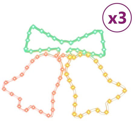 vidaXL Figurines de cloches de Noël avec 72 LED 3 Pièces 50x56 cm