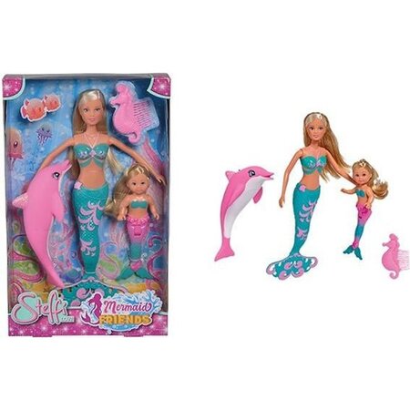 Steffi love poupée sirene 29cm et dauphin + evi poupée 12cm