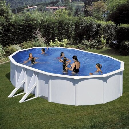 Piscine blanche avec cadre en acier diamètre 500 cm