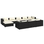vidaXL Salon de jardin 10 Pièces avec coussins Noir Résine tressée