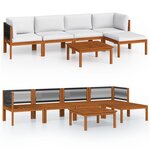 vidaXL Salon de jardin 6 Pièces avec coussins Crème Bois d'acacia solide