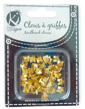 Clous rivet à griffes Carré 6mm Doré 60 pièces
