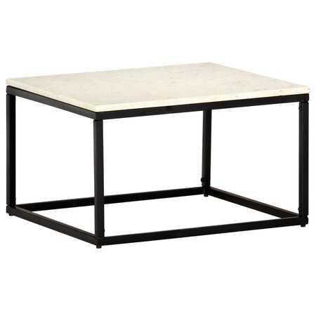 vidaXL Table basse Blanc 60x60x35 cm Pierre véritable texture marbre