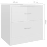 vidaXL Tables de chevet 2 Pièces Blanc brillant 40 x 30 x 40 cm Aggloméré