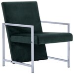 vidaXL Fauteuil avec pieds en chrome Vert foncé Velours