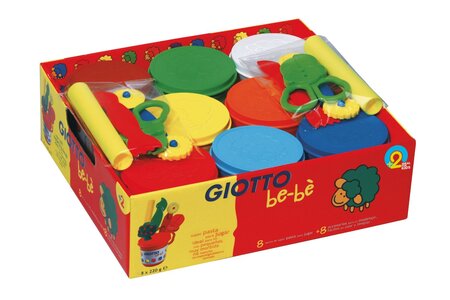 Boîte de 8 x 220g de pâte à jouer assortie avec accessoires de modelage GIOTTO