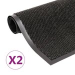 vidaXL Paillassons rectangulaires 2 Pièces 120 x 180 cm Noir