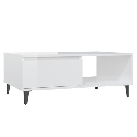 vidaXL Table basse Blanc brillant 90x60x35 cm Aggloméré