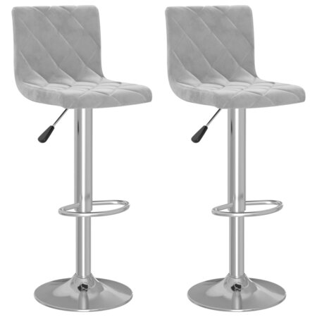 vidaXL Tabourets de bar 2 Pièces Gris clair Velours