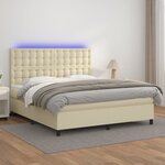 vidaXL Sommier tapissier et matelas et LED Crème 160x200 cm Similicuir