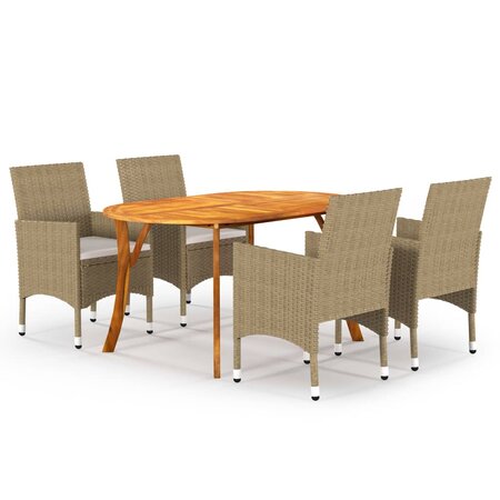 vidaXL Ensemble de salle à manger de jardin 5 Pièces Beige