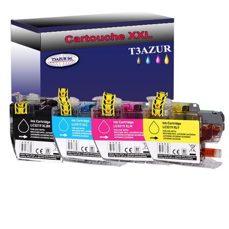 Lot de 4 Cartouche compatible Brother MFC-J6930DW, MFC-J6935DW, MFC-J6935DWF, LC-3219XL  (Noire+Couleur) – T3AZUR